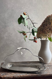 Silver Tray with Ornate Handle