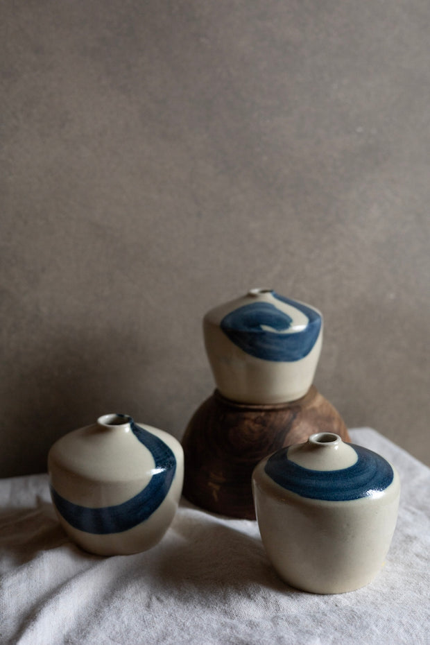 Persimmon Vase - Blue Stripe