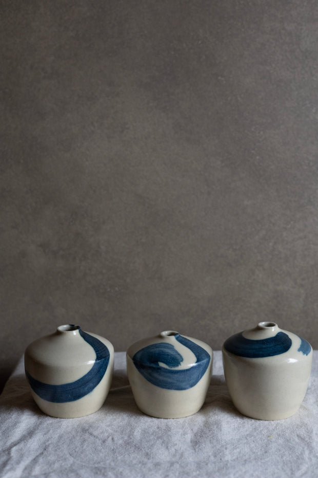 Persimmon Vase - Blue Stripe