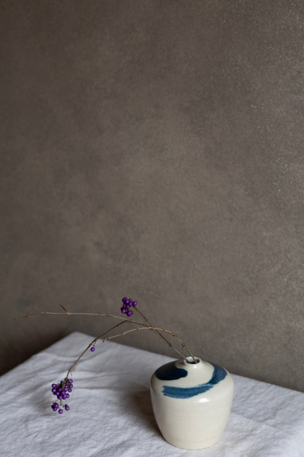 Persimmon Vase - Blue Stripe