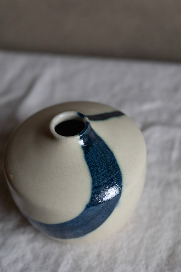 Persimmon Vase - Blue Stripe