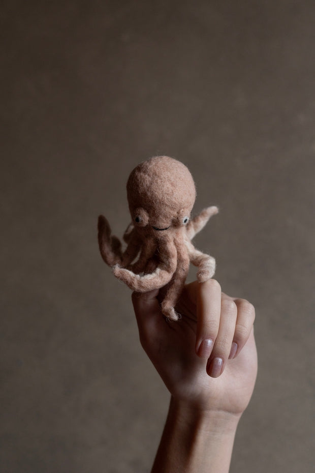 Hand Felted Octopus Finger Puppet