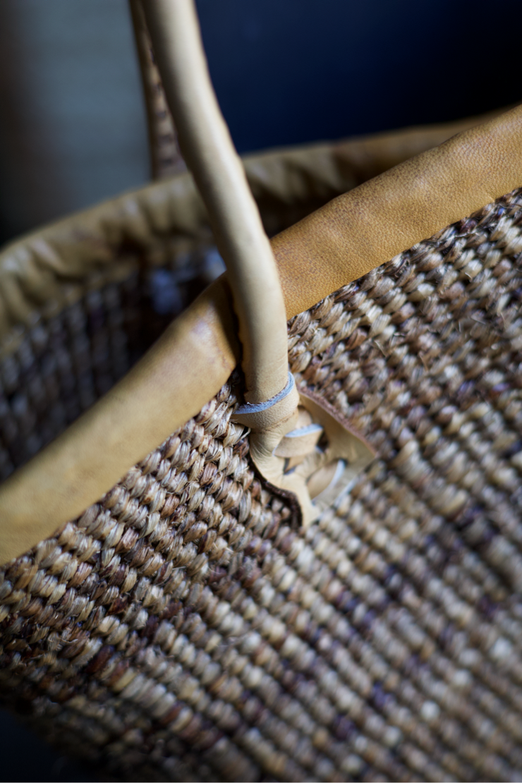 Woven Leather Handled Purse