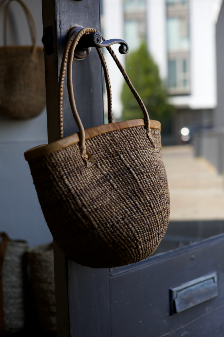 Woven Leather Handled Purse