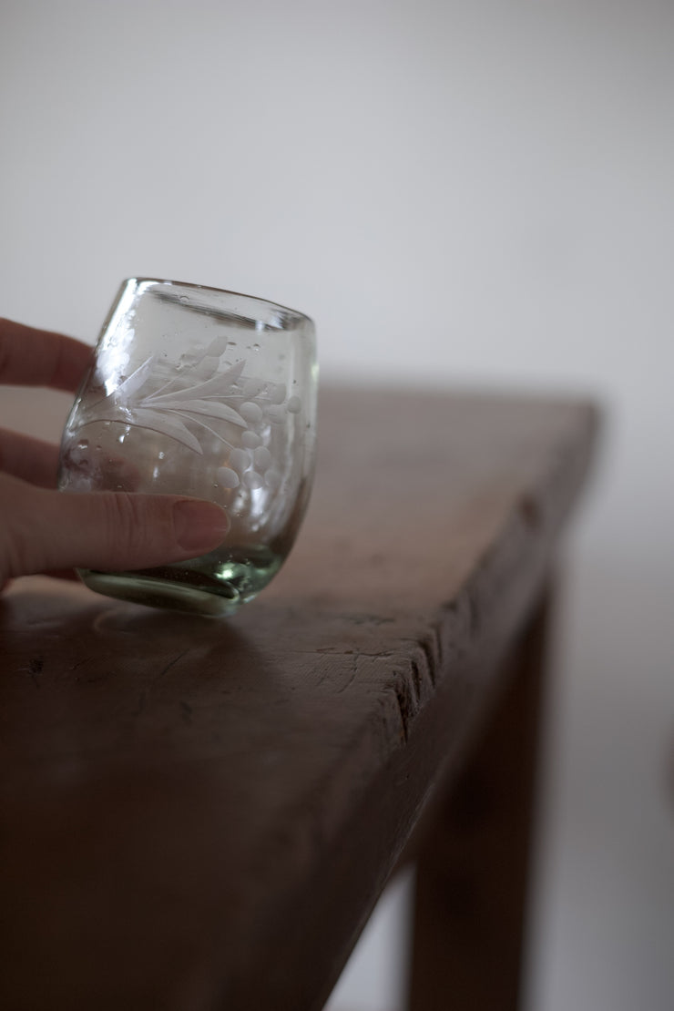 Floral Etched Glass - Oval