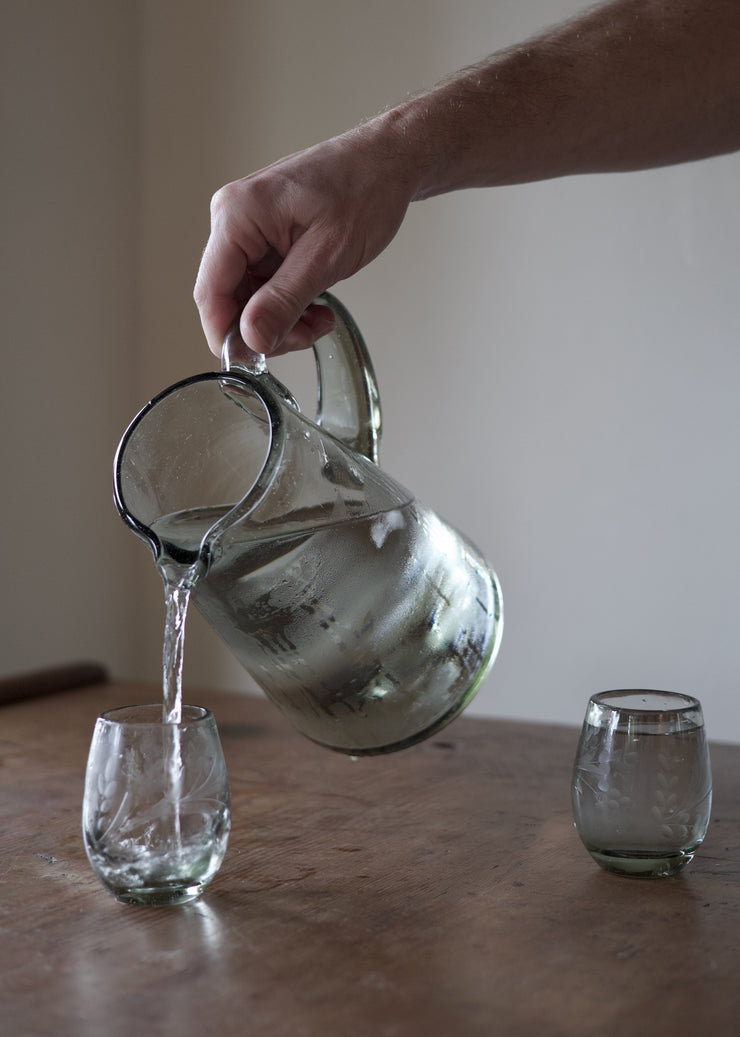 Floral Etched Glass - Oval