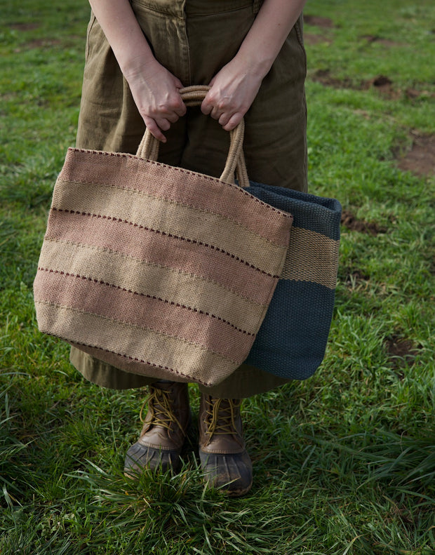 Striped Jute Tote Bag