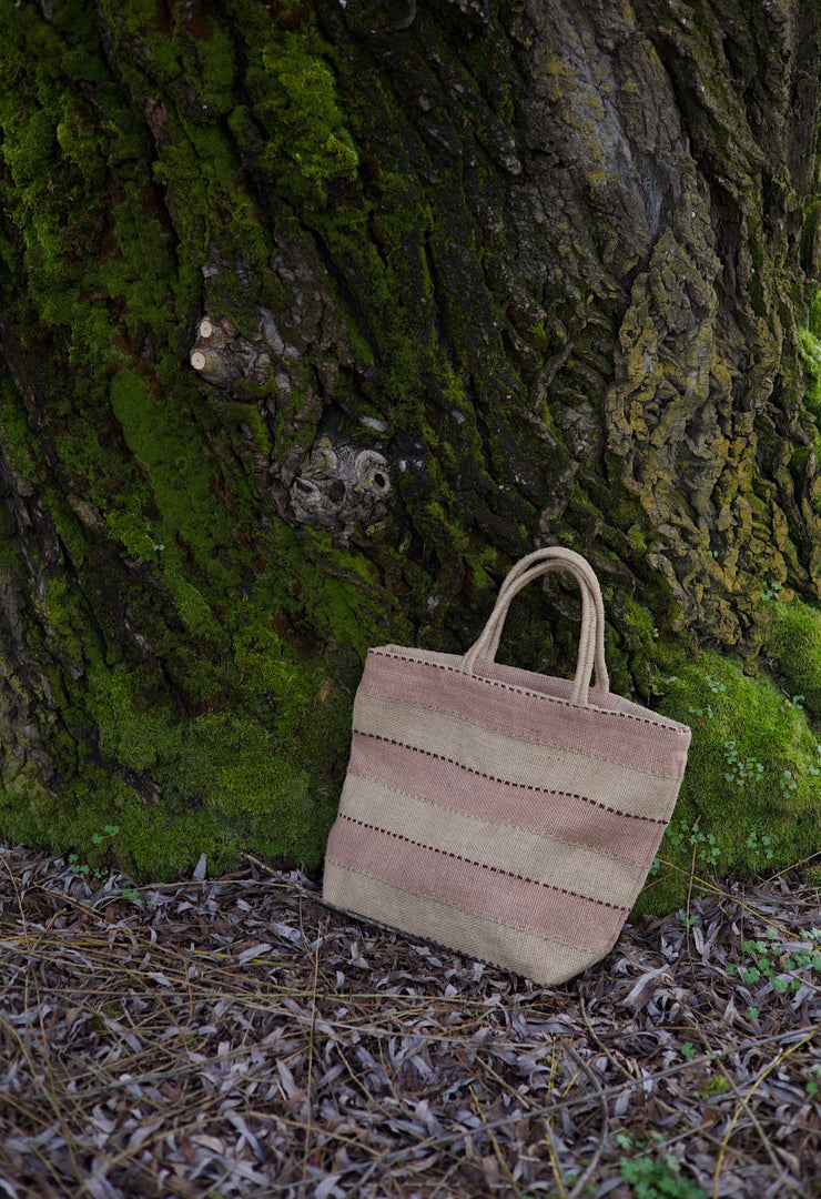 Striped Jute Tote Bag