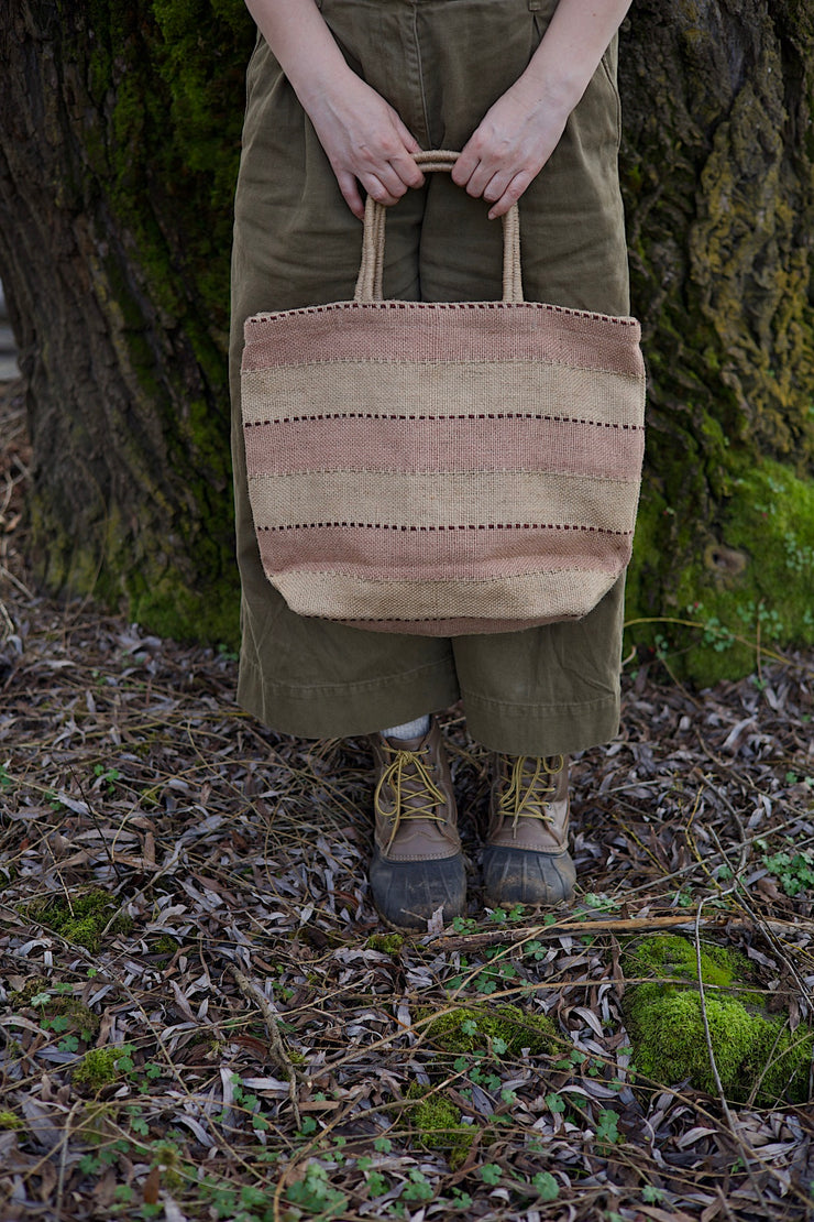 Striped Jute Tote Bag