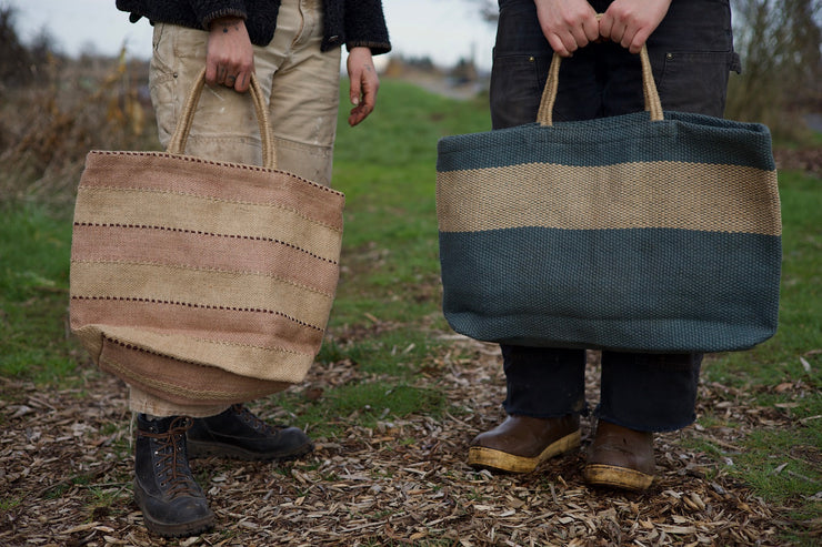 Striped Jute Tote Bag
