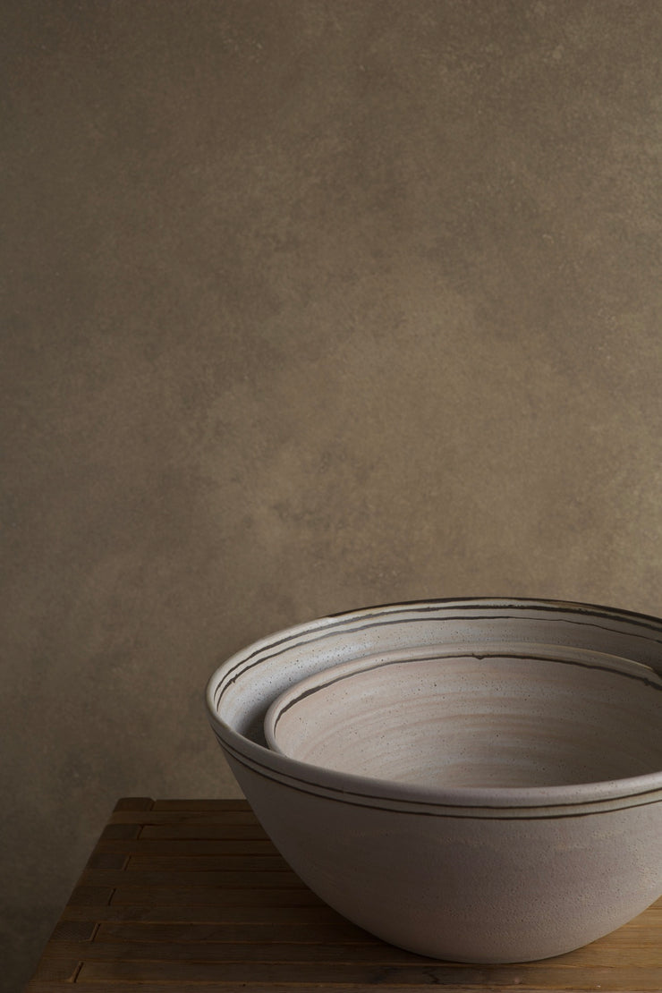 Stripe Nesting Bowl Set - Matte Grey
