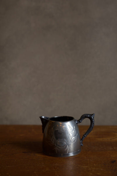 Silver Creamer Floral Etched