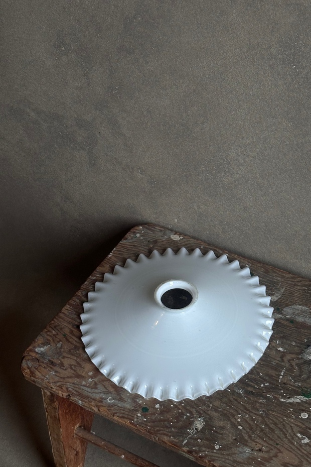 French Milk Glass Ruffle Pendant