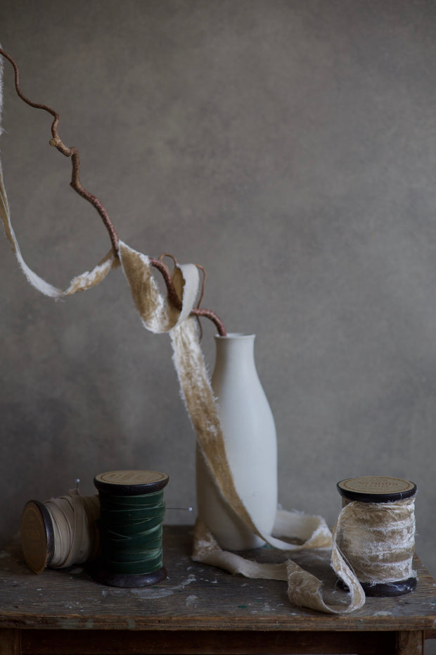 Ivory Wide Frayed Velvet Ribbon