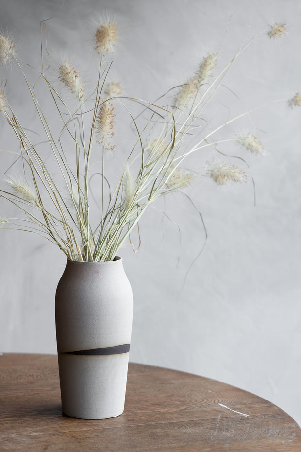 Slender Stoneware Vase - Matte Grey