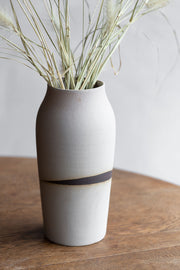Slender Stoneware Vase - Matte Grey