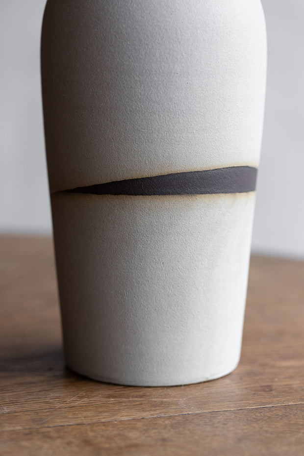 Slender Stoneware Vase - Matte Grey
