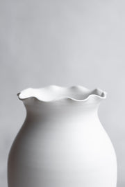 Ruffle Bergamot Vase-Matte White