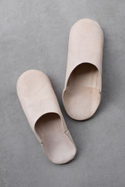 Moroccan Leather Slippers - Bone