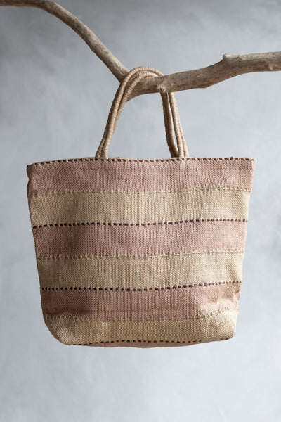 Striped Jute Tote Bag