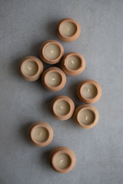 Handmade Terracotta Beeswax Tea Light Candles - Box of 10