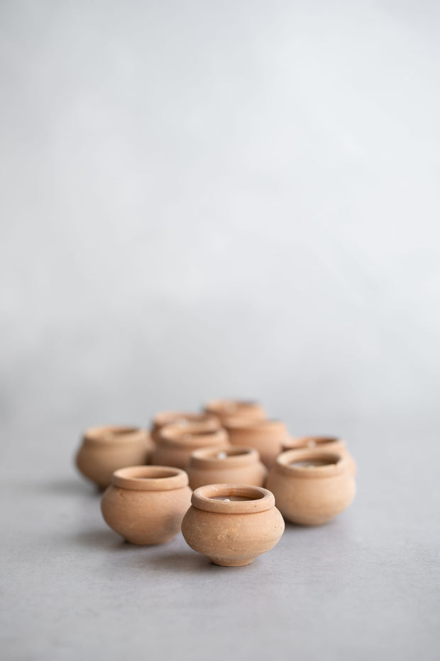 Handmade Terracotta Beeswax Tea Light Candles - Box of 10