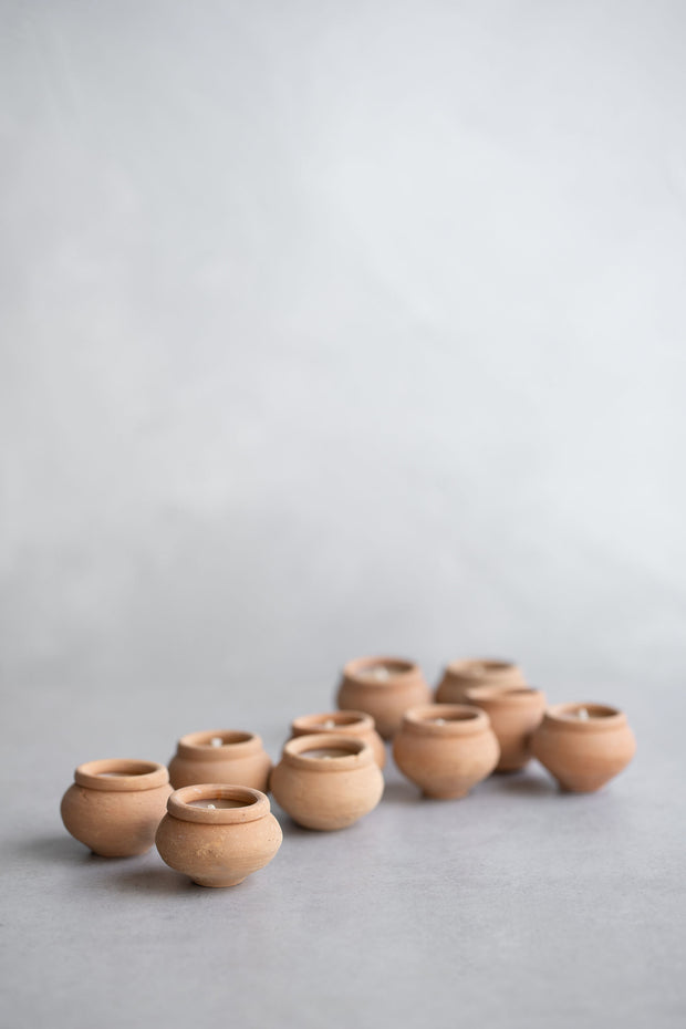 Handmade Terracotta Beeswax Tea Light Candles - Box of 10