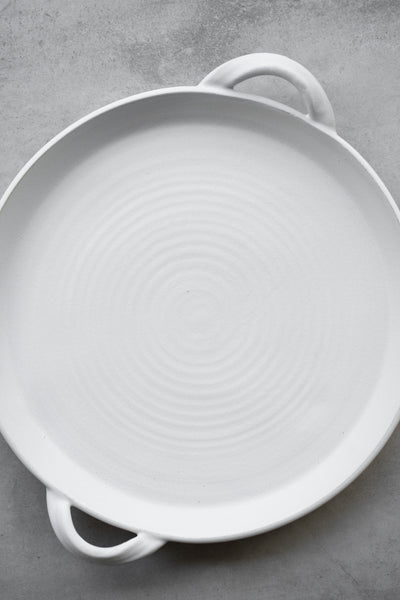 Ceramic Handled Serving Platter - Chalk