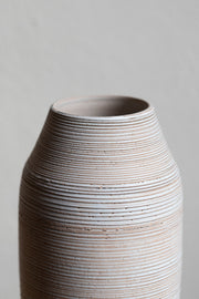 Olive Ridged Stoneware Vase - Matte Grey