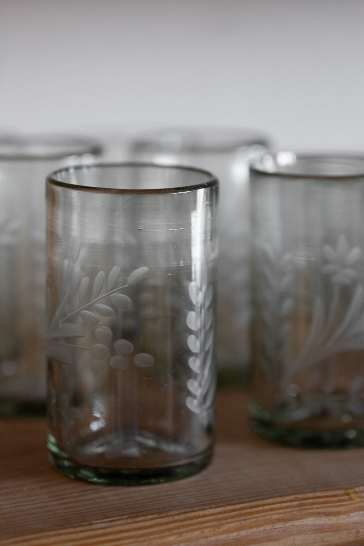 Floral Etched Glass