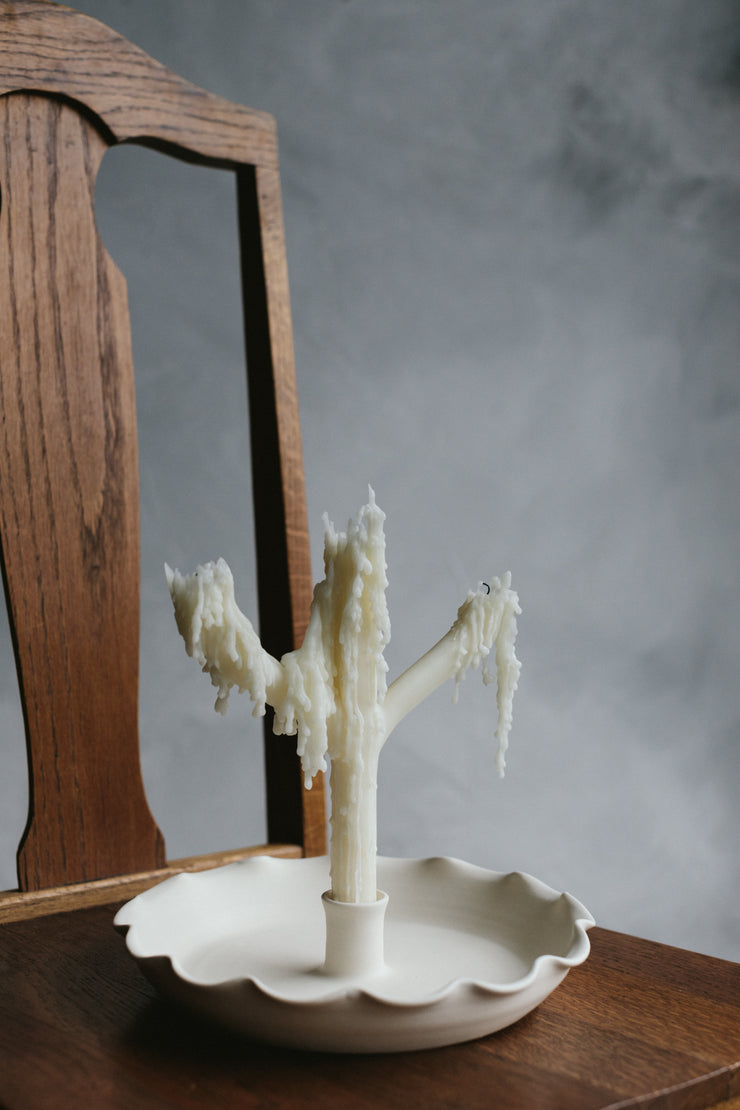 Ruffled Taper Candle Dish