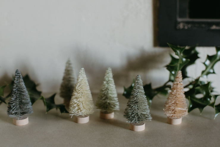 Neutral Bottle Brush Trees - Set of 6
