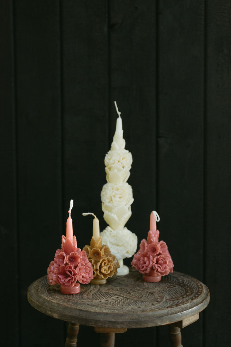 Small Oaxacan Floral Candle