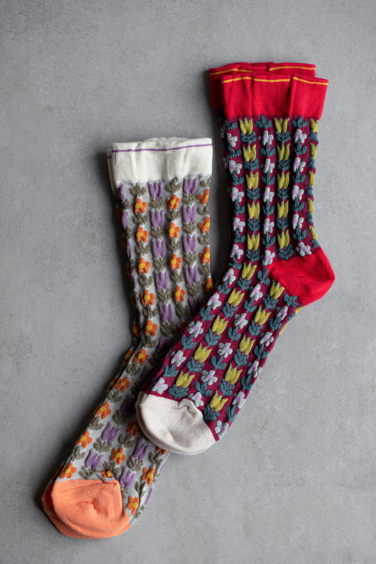 Tulip Garden Socks - Red