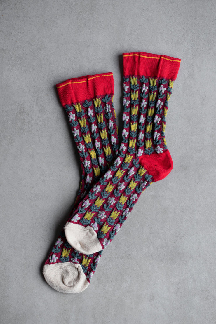 Tulip Garden Socks - Red