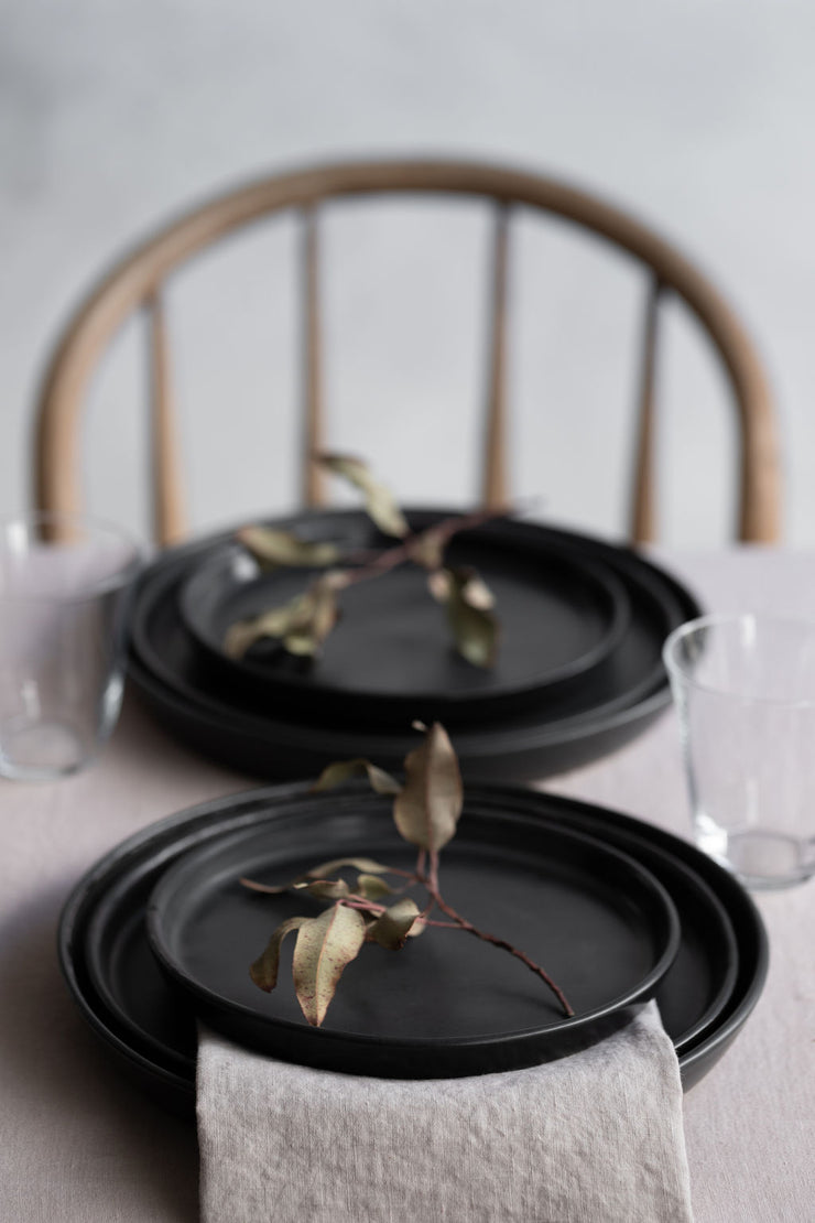 Notary Satin Black Dinnerware Set