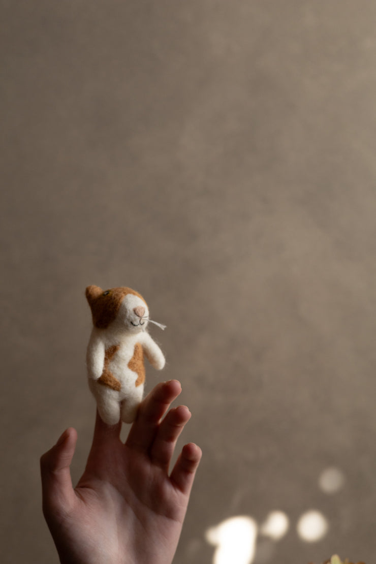Hand Felted Cat Finger Puppet