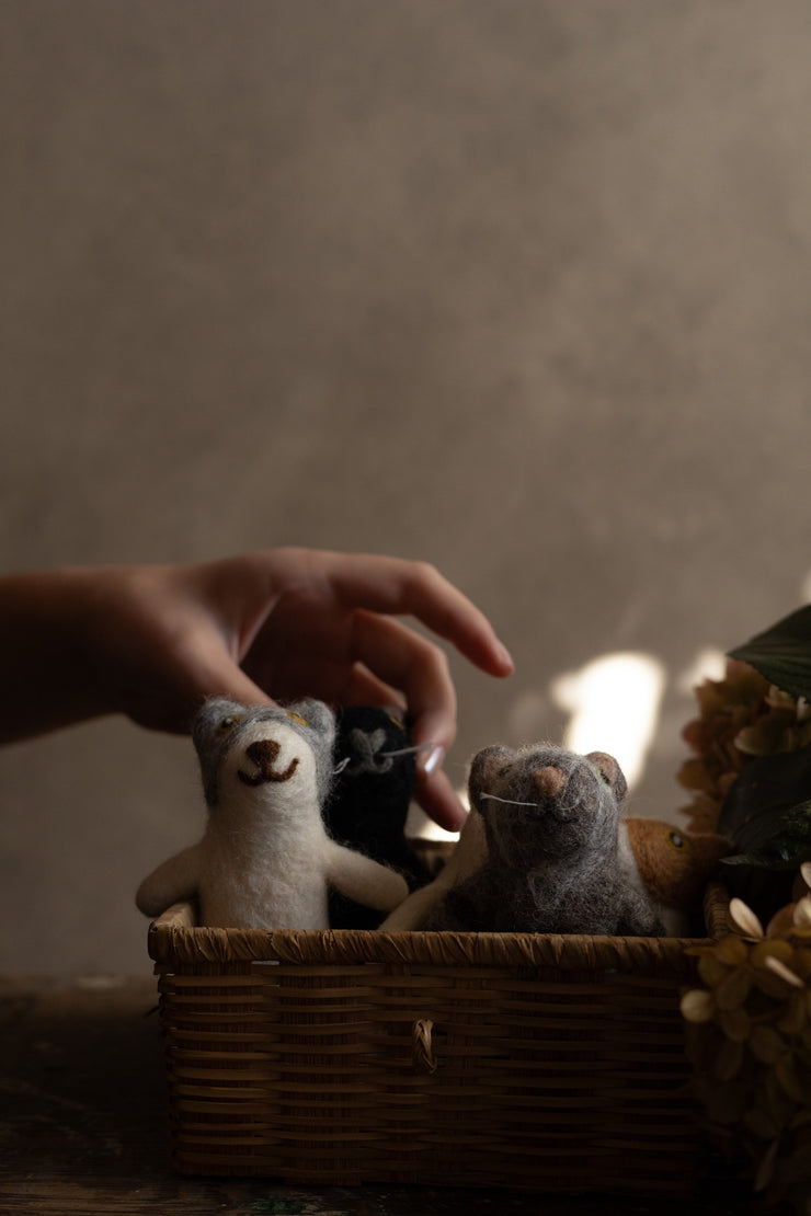 Hand Felted Cat Finger Puppet