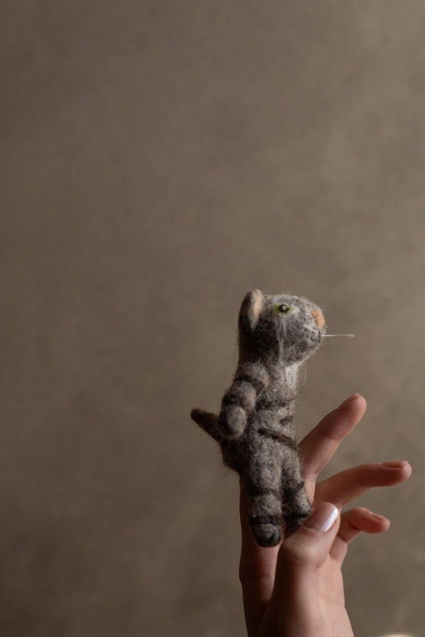 Hand Felted Cat Finger Puppet