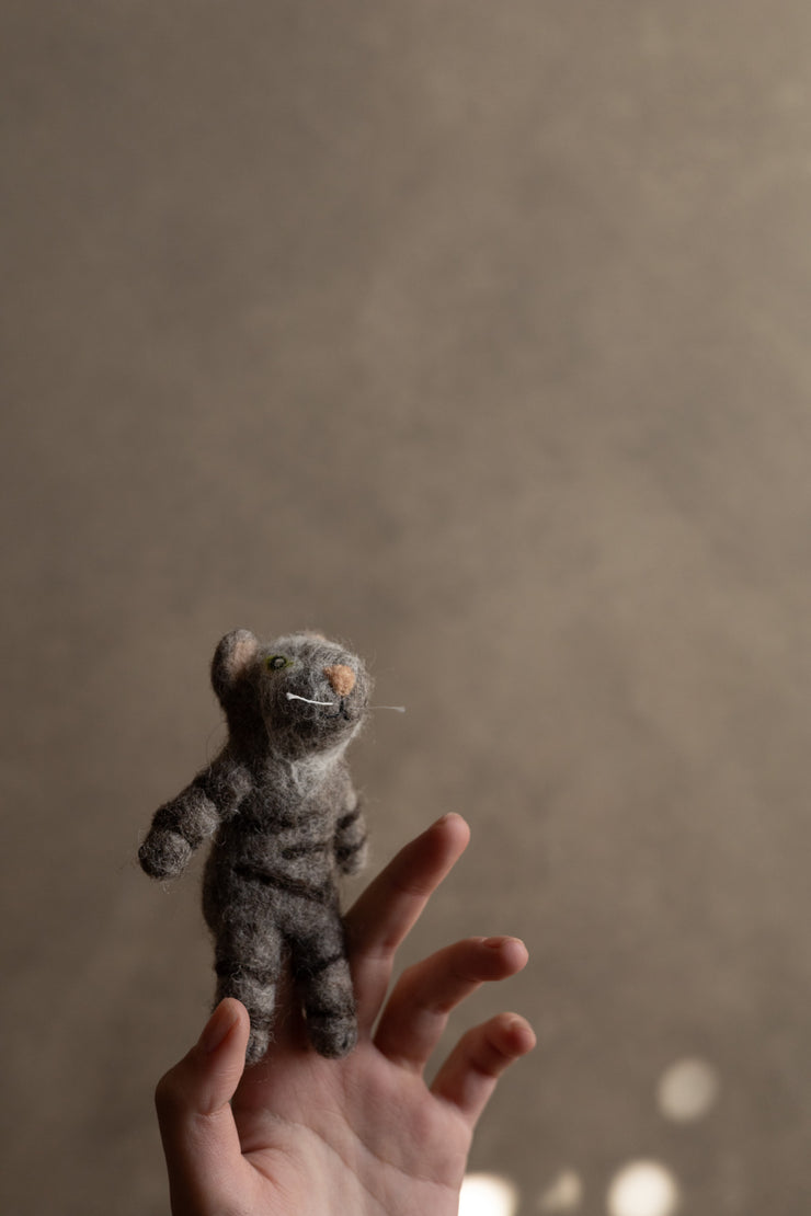 Hand Felted Cat Finger Puppet