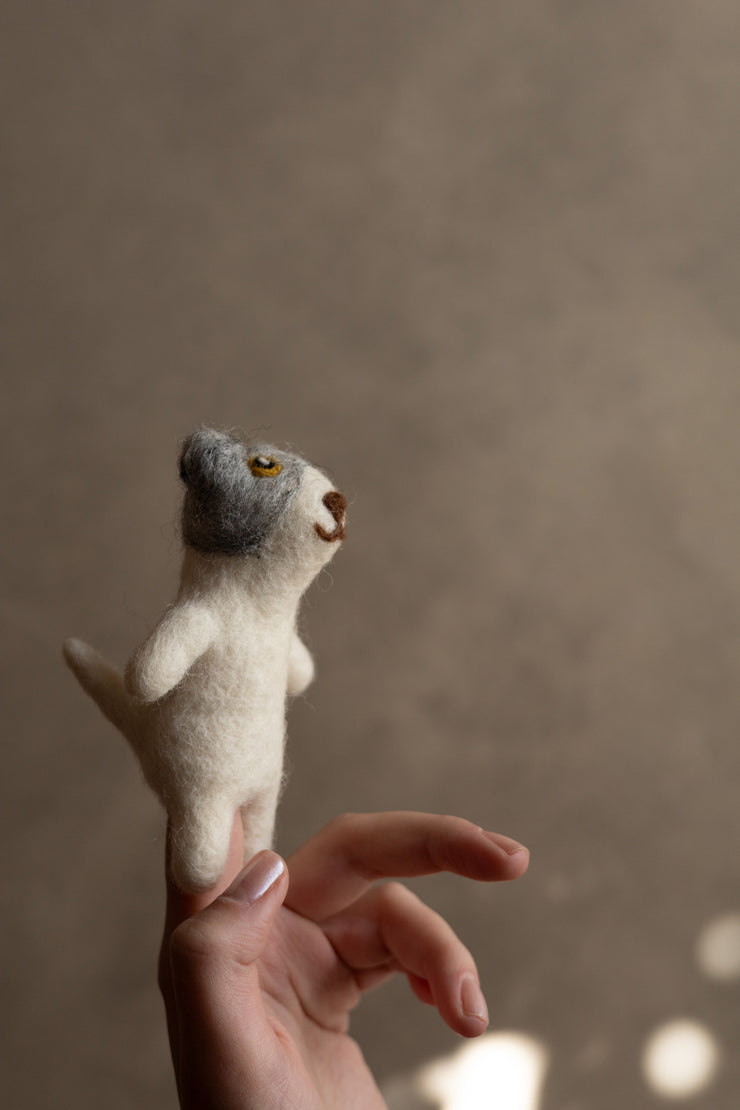 Hand Felted Cat Finger Puppet