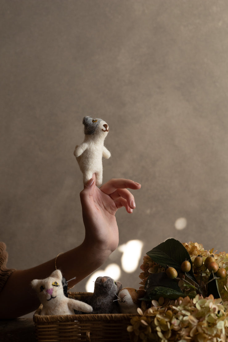 Hand Felted Cat Finger Puppet