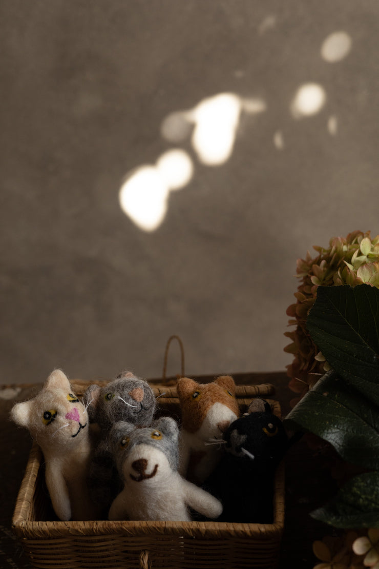 Hand Felted Cat Finger Puppet