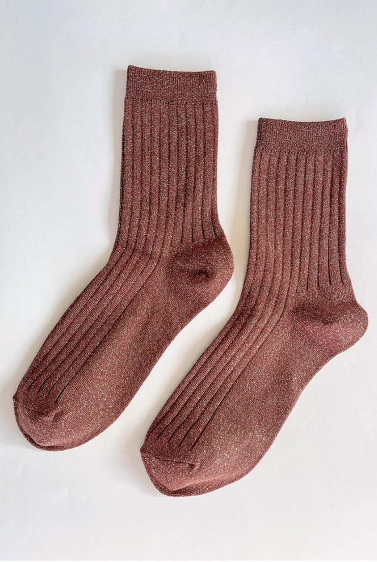 Glitter Knit Loafer Socks - Assorted