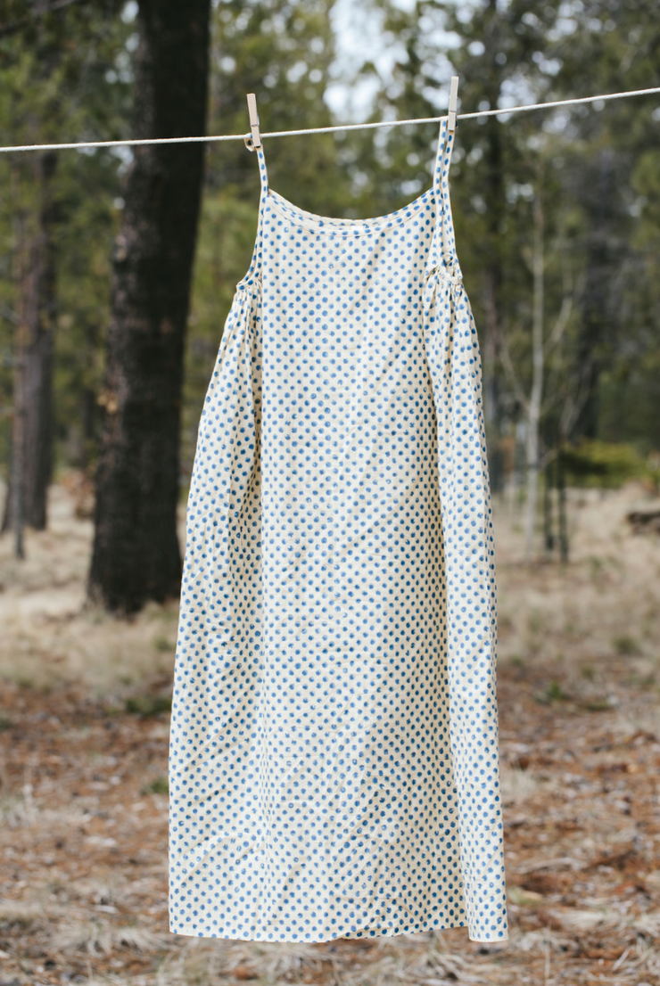 Lena Dress | Blue Polka