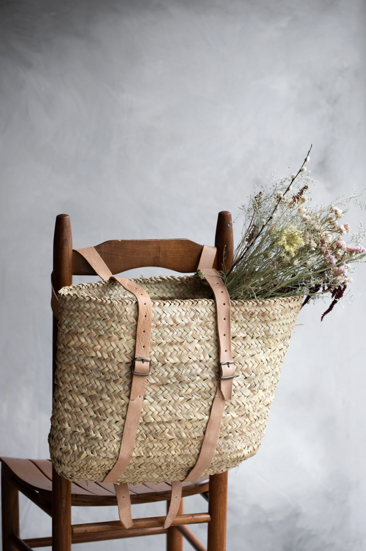 Palm Leaf Backpack Basket