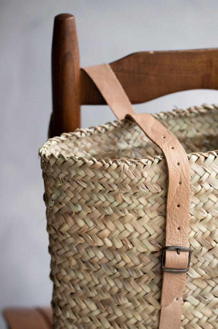 Palm Leaf Backpack Basket