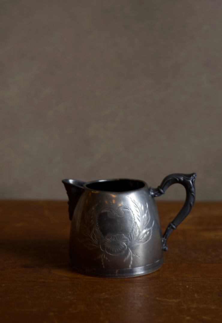Silver Creamer Floral Etched