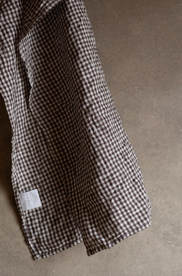 Linen Kitchen Towel - Small Brown Check