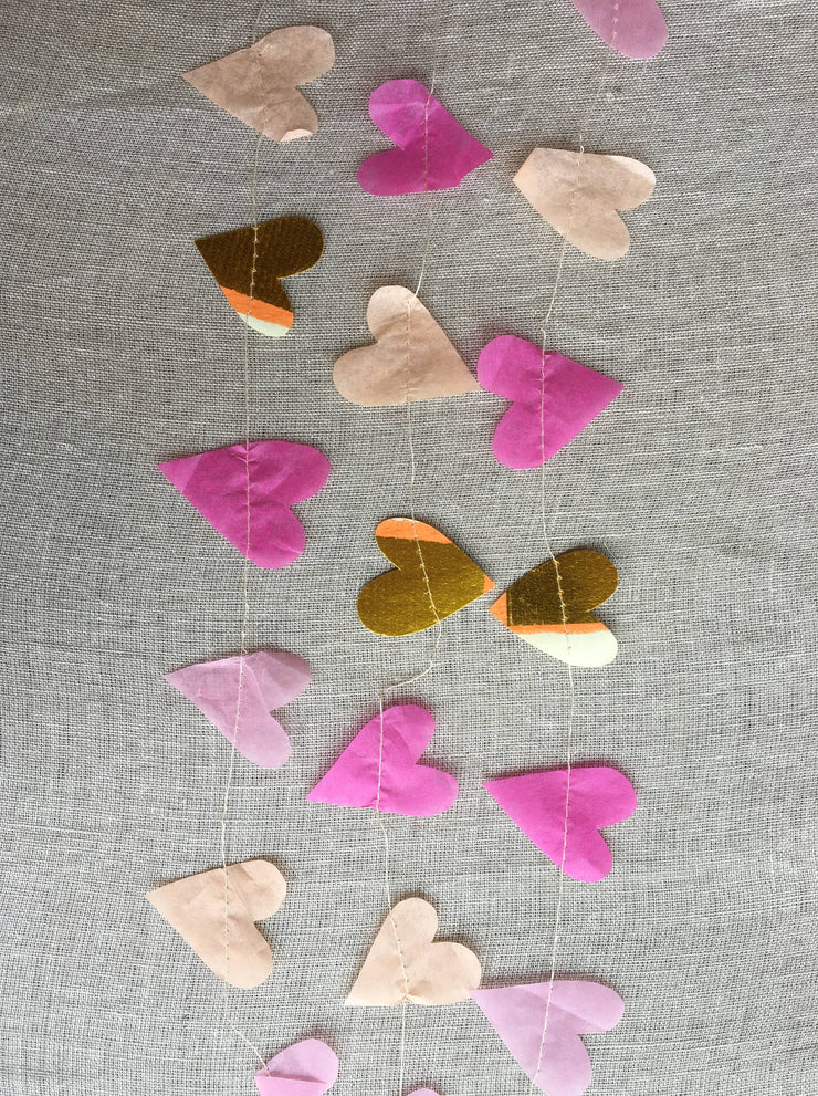 Heart Garland- Pink/gold/ Nude